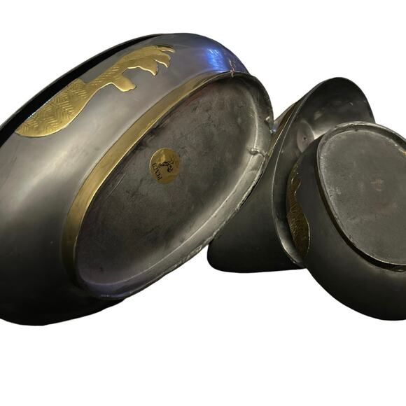 1970s Pewter and Brass Duck Trinket Boxes or Tureens - Picture 9 of 13